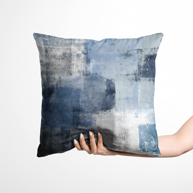 chiinvent Blue Velvet Abstract Pillow Covers Set of 2 Modern Accent Navy Gray Throw Pillow Cover Soft Elegant Decorative Couch Cushion Cover for Bed Living Room Outdoor Sofa Pillowcases 18x18 Inches - Image 4
